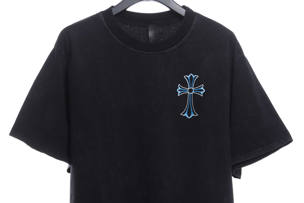 Chrome Hearts Ice Blue Cross Washed Short Sleeves
