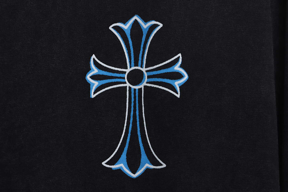 Chrome Hearts Ice Blue Cross Washed Short Sleeves