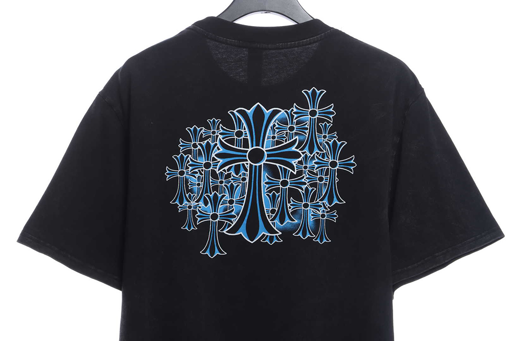 Chrome Hearts Ice Blue Cross Washed Short Sleeves