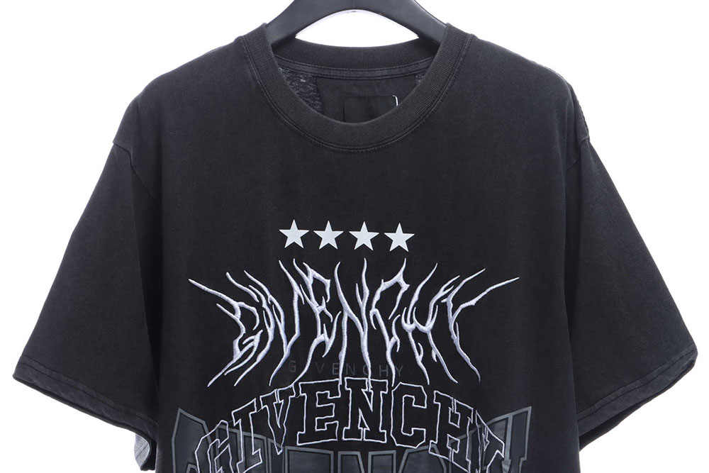 Givenchy Washed Letter Embroidered Short Sleeves