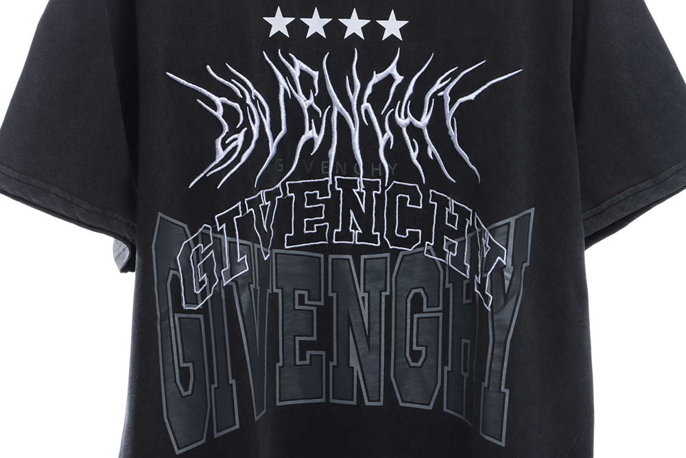 Givenchy Washed Letter Embroidered Short Sleeves