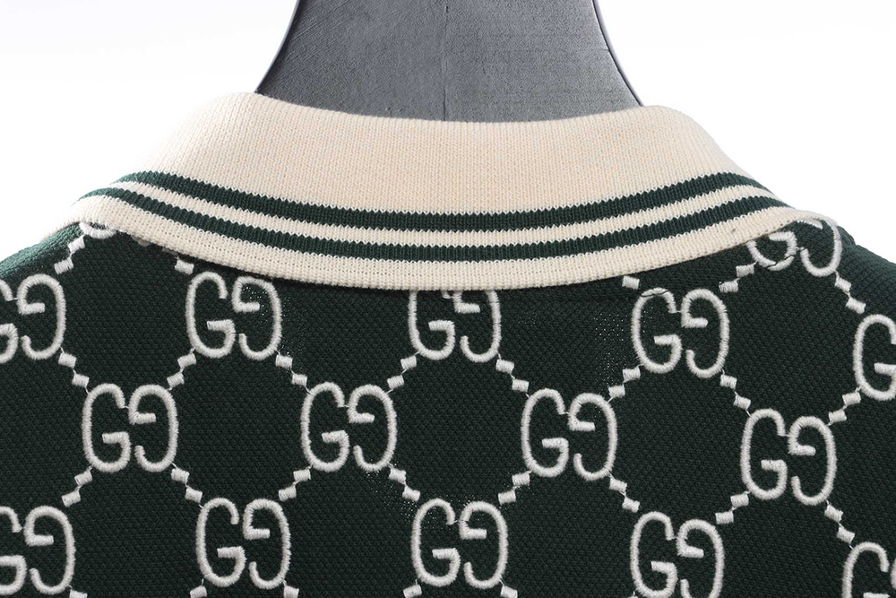 Gucci full pattern double G embroidery jacquard POLO shirt TSK7