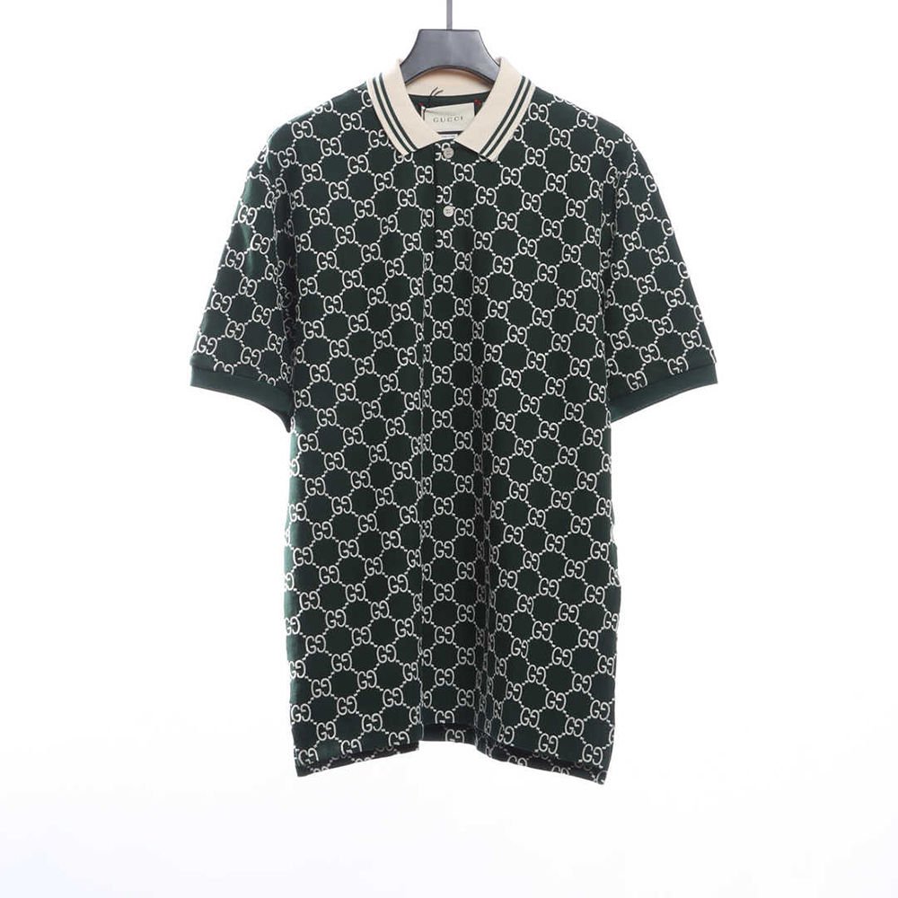 Gucci full pattern double G embroidery jacquard POLO shirt TSK7