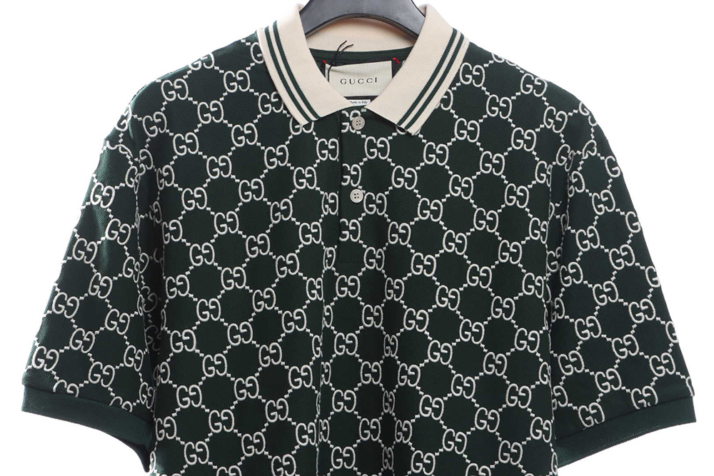 Gucci full pattern double G embroidery jacquard POLO shirt TSK7