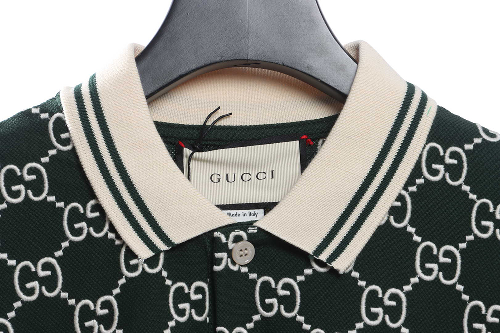Gucci full pattern double G embroidery jacquard POLO shirt TSK7