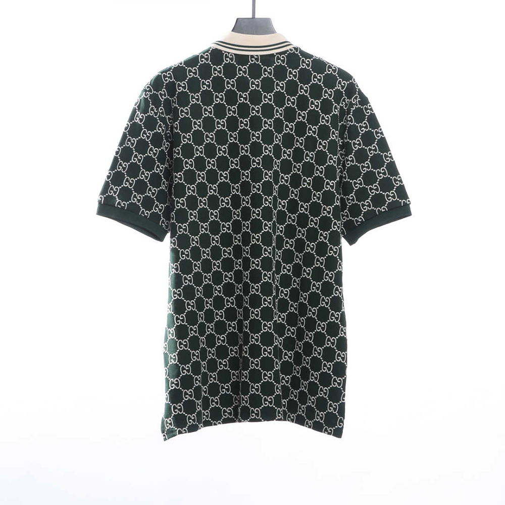 Gucci full pattern double G embroidery jacquard POLO shirt TSK7
