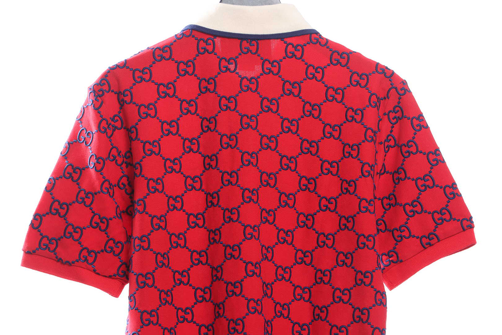Gucci Full Pattern Double G Embroidered Jacquard POLO Shirt TSK8