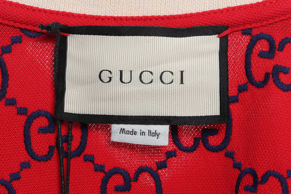Gucci Full Pattern Double G Embroidered Jacquard POLO Shirt TSK8