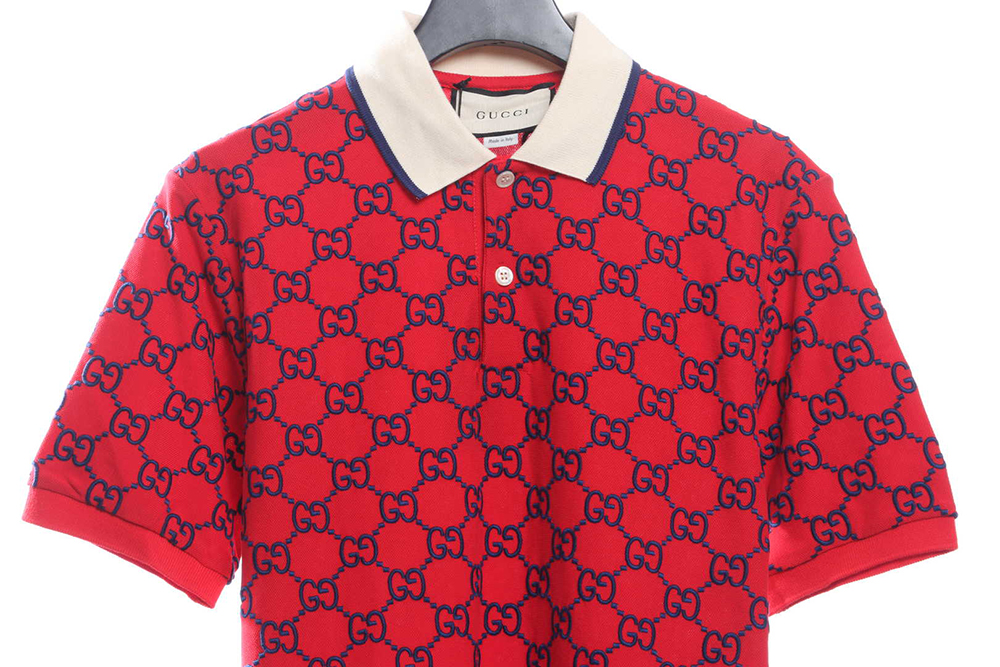 Gucci Full Pattern Double G Embroidered Jacquard POLO Shirt TSK8