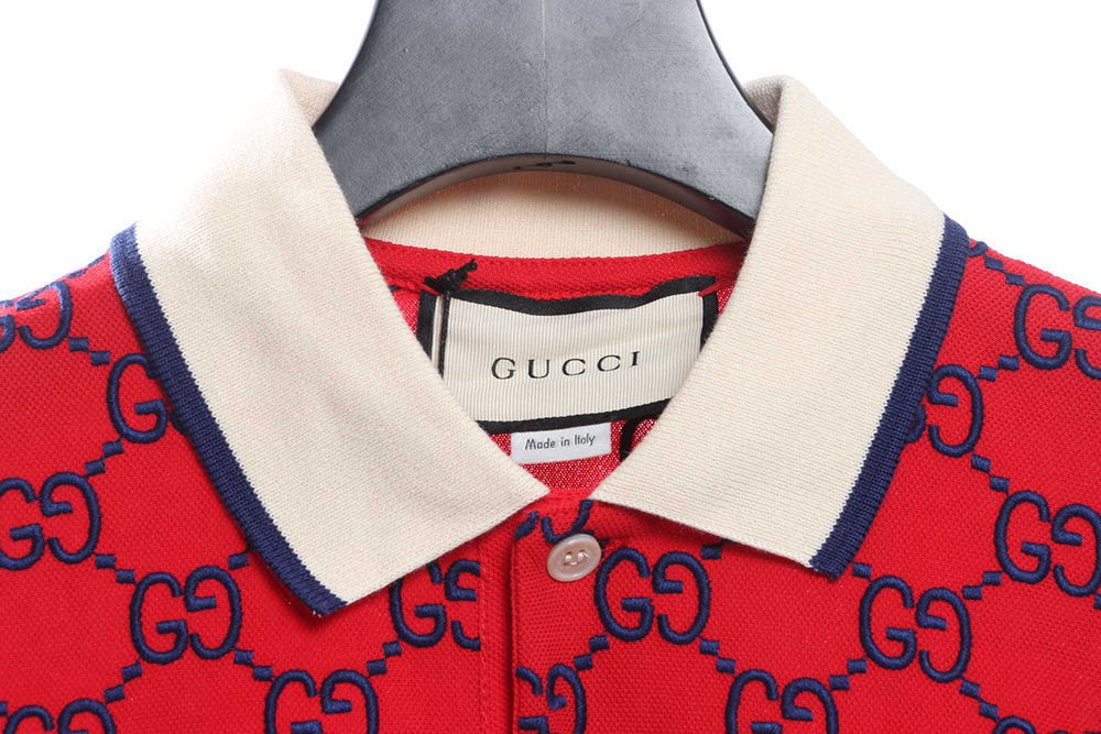 Gucci Full Pattern Double G Embroidered Jacquard POLO Shirt TSK8