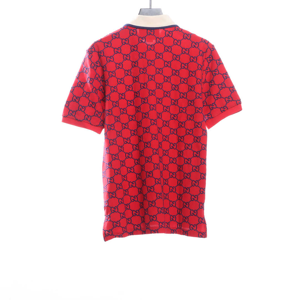 Gucci Full Pattern Double G Embroidered Jacquard POLO Shirt TSK8