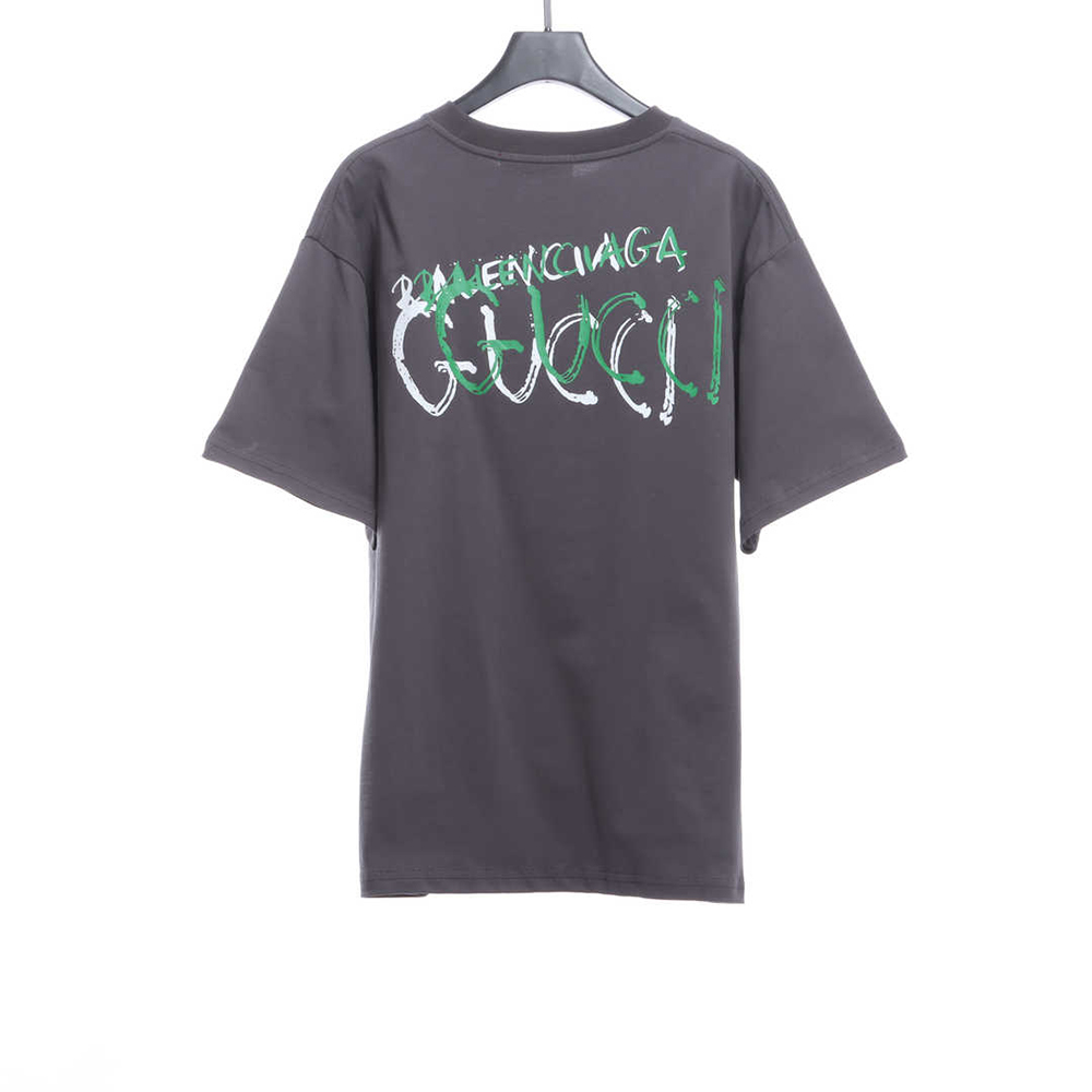 Gucci Co Branded Balenciaga Chest Flocking Print Short Sleeve Tsk1gucci