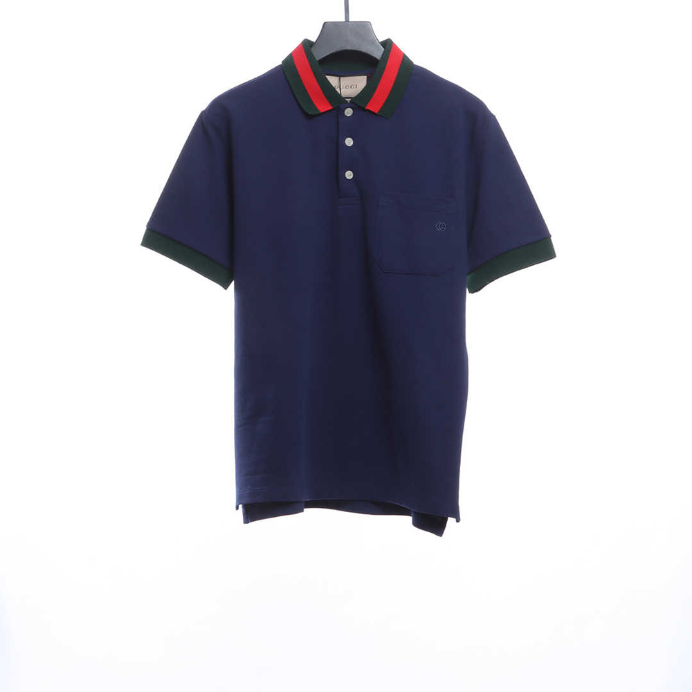 Gucci neckline red and green ribbed POLO TSK2