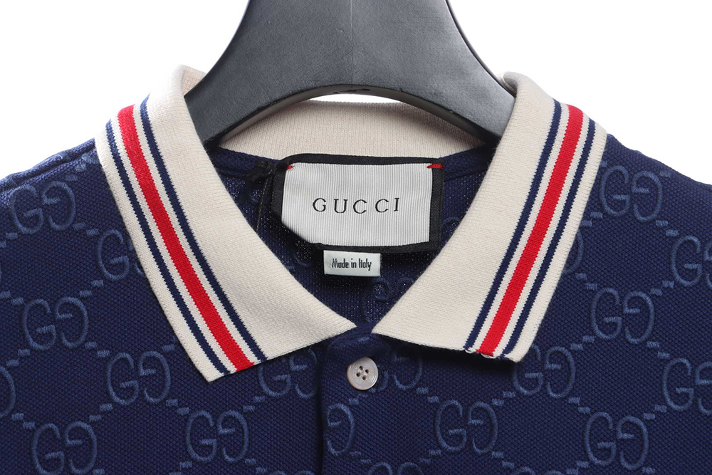 Gucci full pattern double G embroidery jacquard POLO shirt TSK1