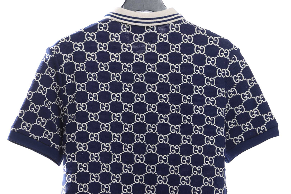 Gucci Full Pattern Double G Embroidered Jacquard POLO Shirt TSK3