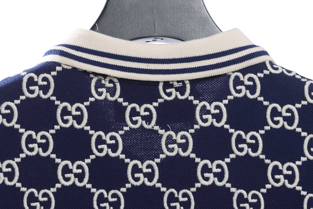 Gucci Full Pattern Double G Embroidered Jacquard POLO Shirt TSK3
