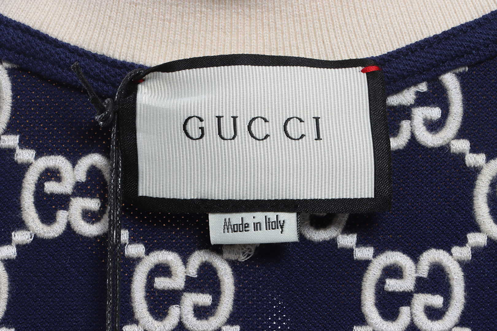 Gucci Full Pattern Double G Embroidered Jacquard POLO Shirt TSK3