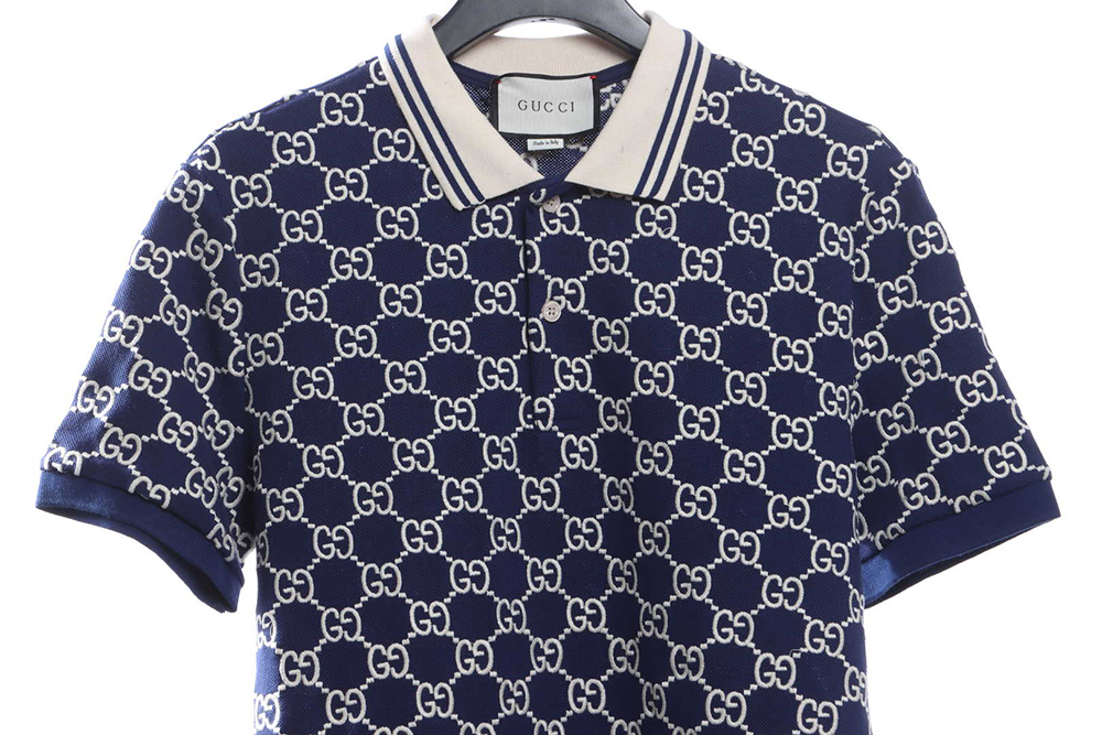 Gucci Full Pattern Double G Embroidered Jacquard POLO Shirt TSK3