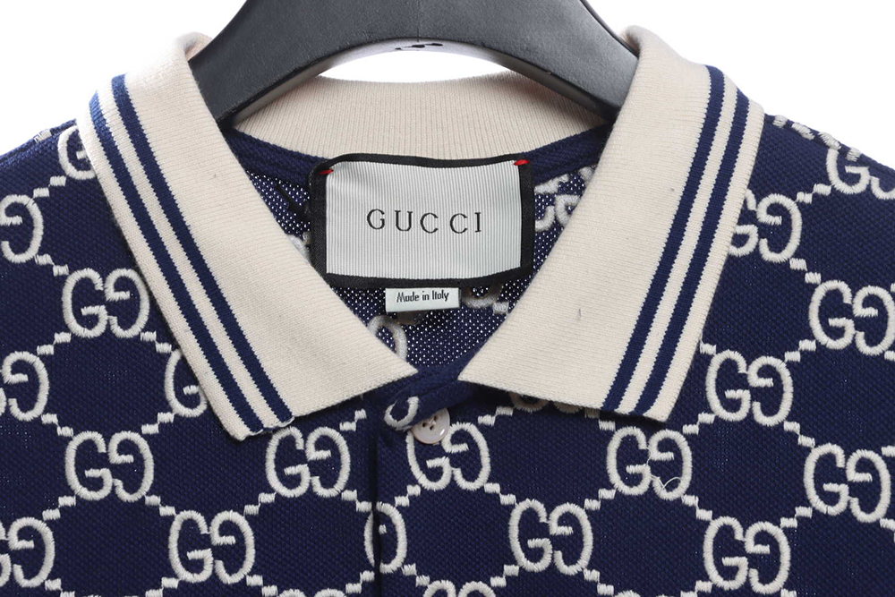 Gucci Full Pattern Double G Embroidered Jacquard POLO Shirt TSK3