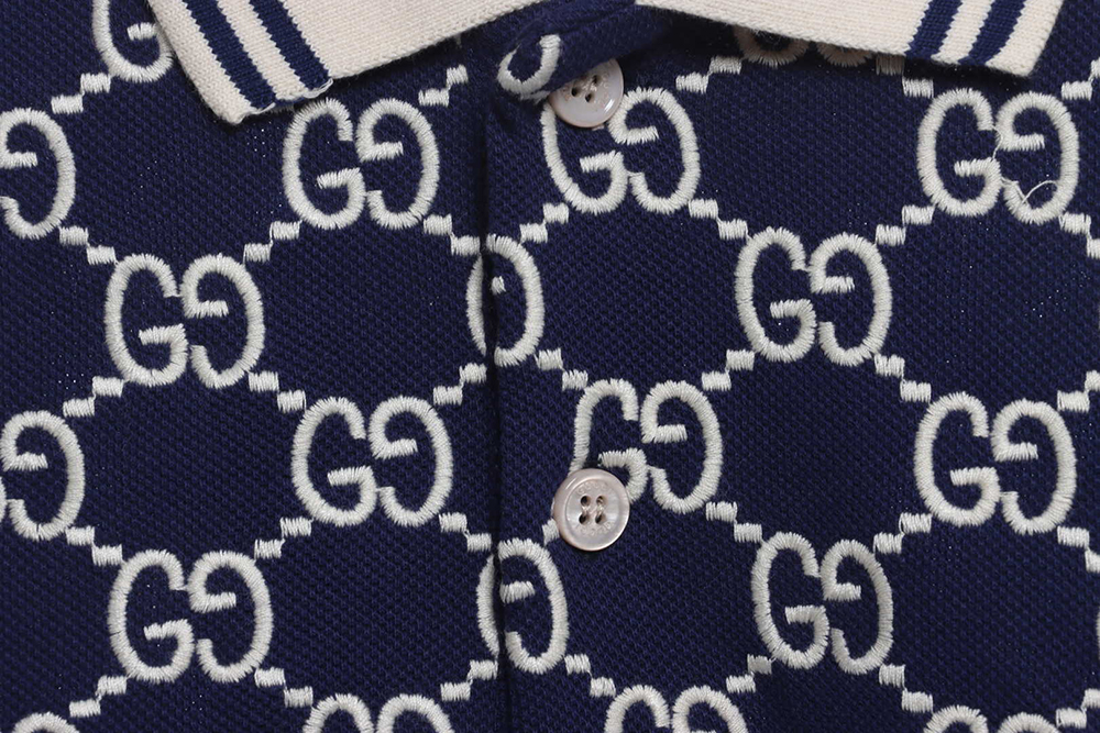 Gucci Full Pattern Double G Embroidered Jacquard POLO Shirt TSK3