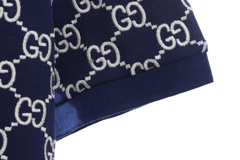 Gucci Full Pattern Double G Embroidered Jacquard POLO Shirt TSK3