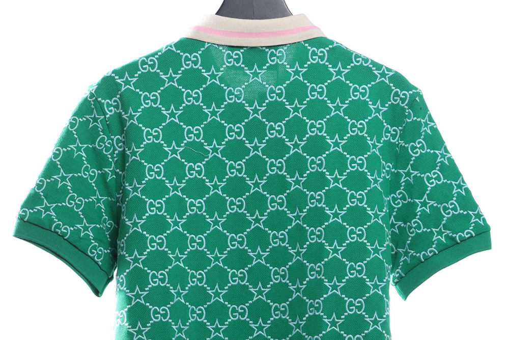 Gucci Full Pattern Double G Embroidered Jacquard POLO Shirt TSK6