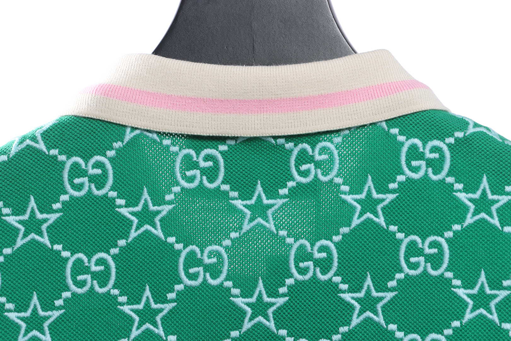 Gucci Full Pattern Double G Embroidered Jacquard POLO Shirt TSK6