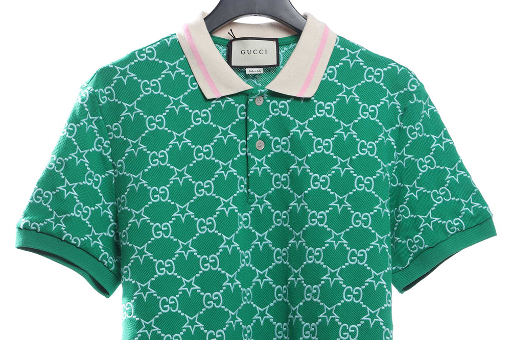 Gucci Full Pattern Double G Embroidered Jacquard POLO Shirt TSK6
