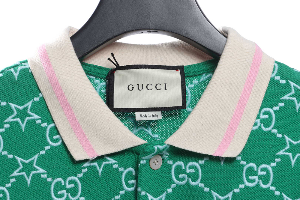 Gucci Full Pattern Double G Embroidered Jacquard POLO Shirt TSK6