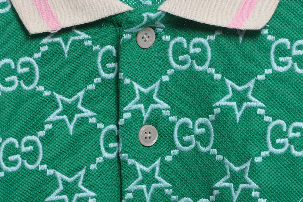 Gucci Full Pattern Double G Embroidered Jacquard POLO Shirt TSK6