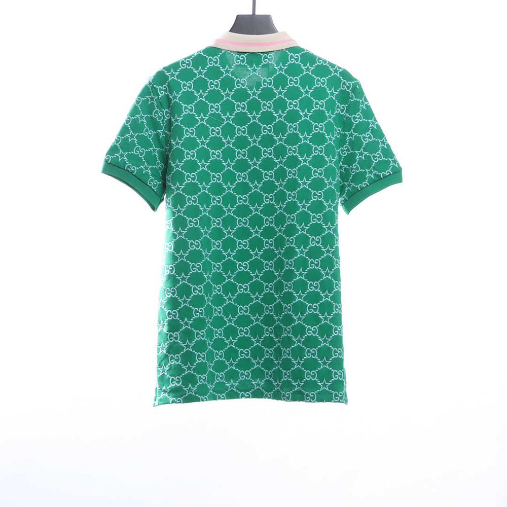 Gucci Full Pattern Double G Embroidered Jacquard POLO Shirt TSK6