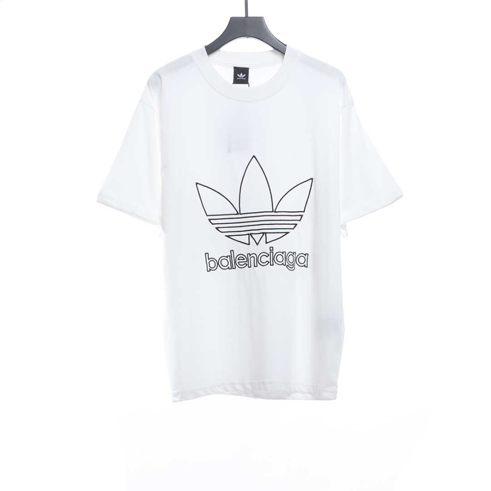 Balenciaga joint clover brand LOGO embroidery short sleeves,Adidas