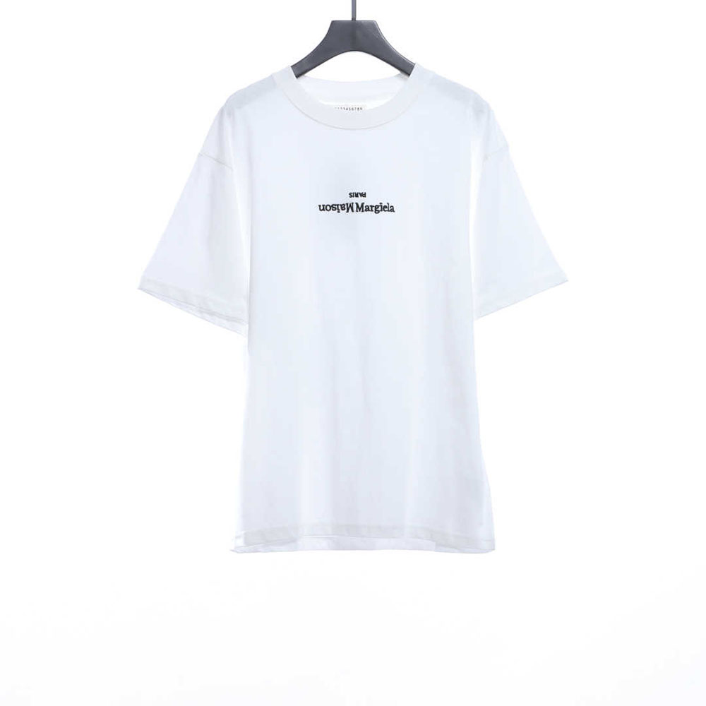 Margiela black and white reverse letter embroidery short sleeve TSK1