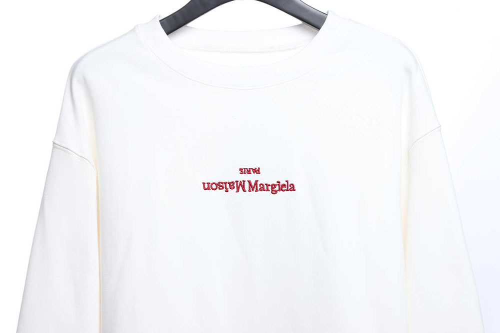Madison Margiela Margiela red upside-down letter logo embroidery pullover round neck sweater TSK1
