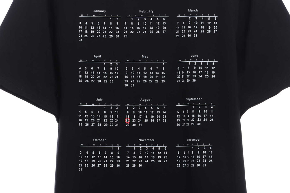 Margiela Classic Number Calendar Print Short Sleeve