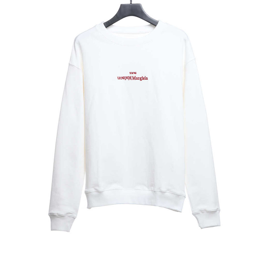 Madison Margiela Margiela red upside-down letter logo embroidery pullover round neck sweater TSK1