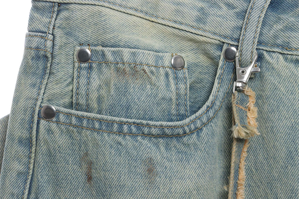 Margiela distressed belt bag denim trousers
