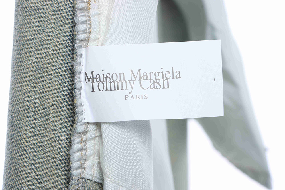 Margiela distressed belt bag denim trousers