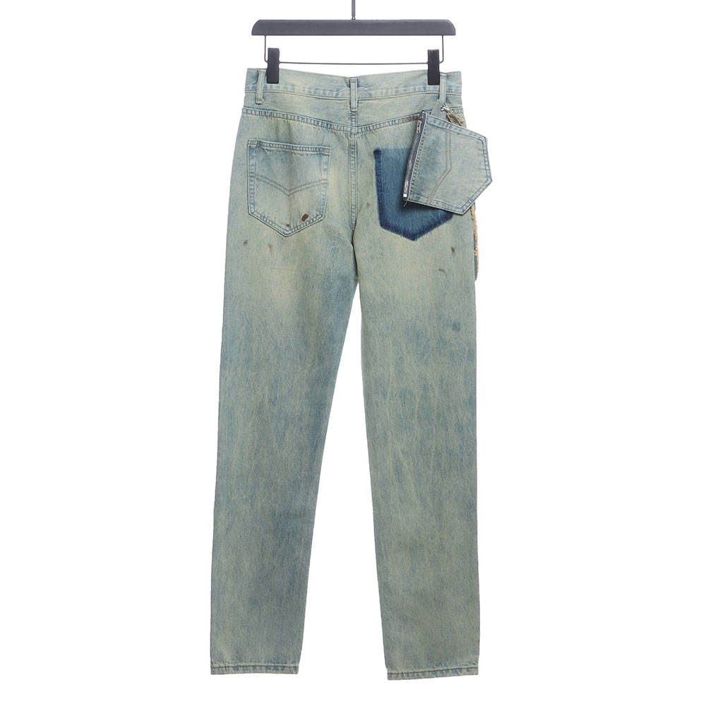 Margiela distressed belt bag denim trousers