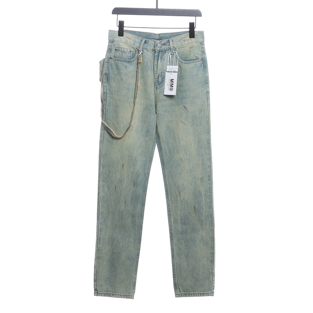 Margiela distressed belt bag denim trousers