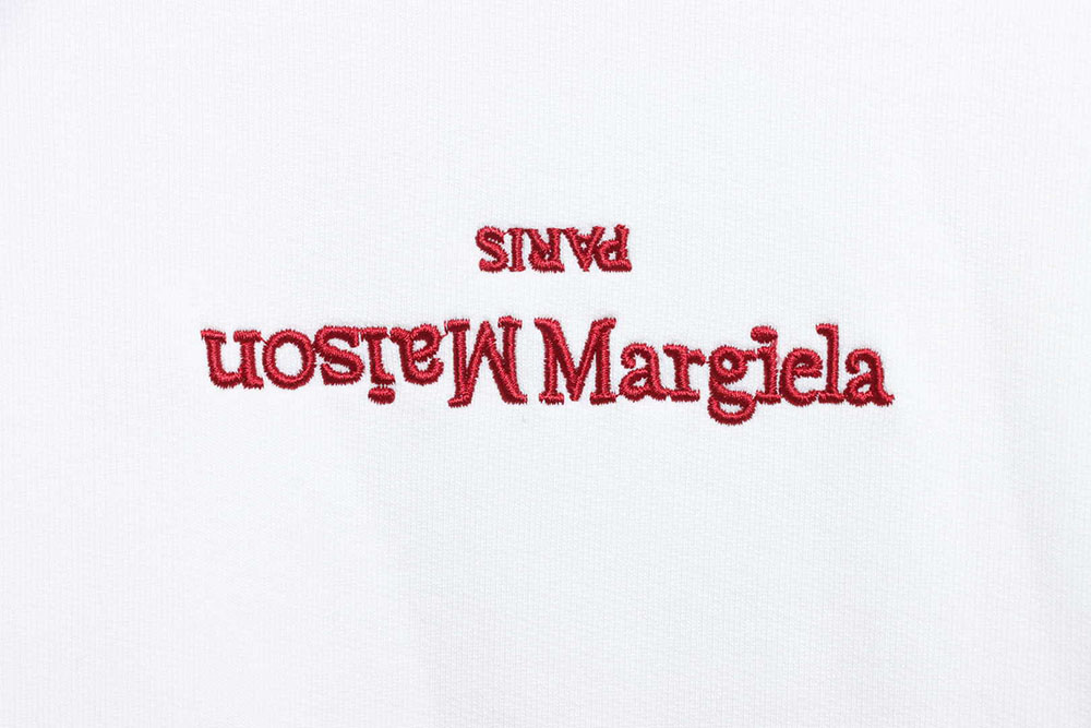Madison Margiela Margiela red upside-down letter logo embroidery pullover round neck sweater TSK1