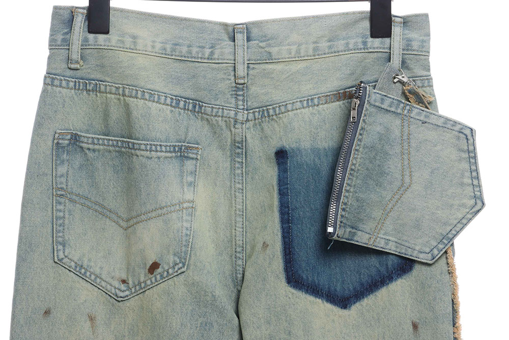 Margiela distressed belt bag denim trousers