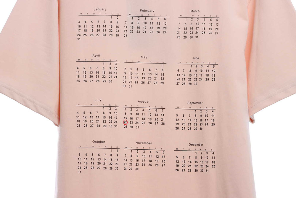Margiela Classic Numbers Calendar Print Short Sleeve TSK1