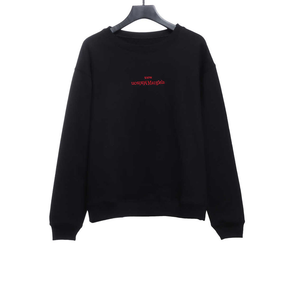 Madison Margiela Margiela red upside-down letter logo embroidery pullover round neck sweater