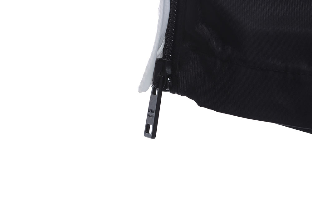 Prada color-block nylon double-zip trousers