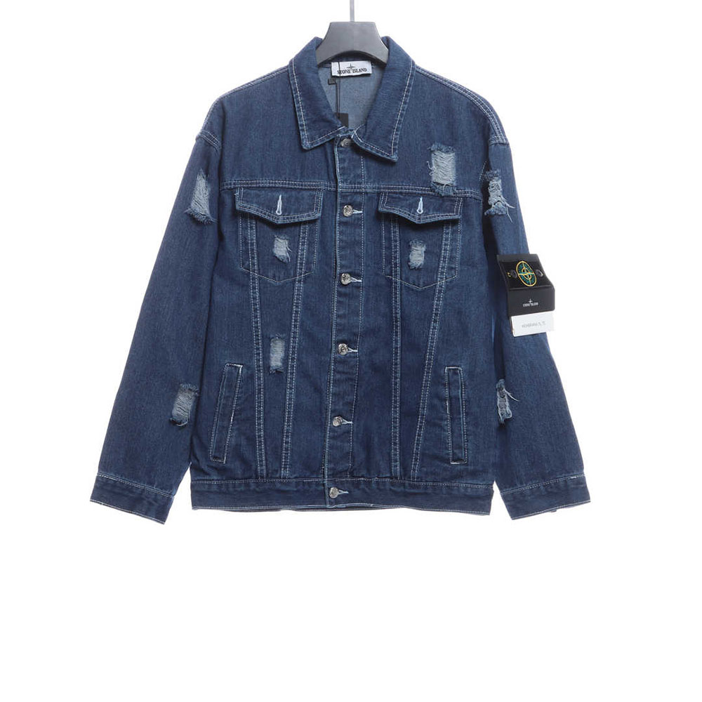 Stone Island Washed Distressed Denim Jacket TSK1