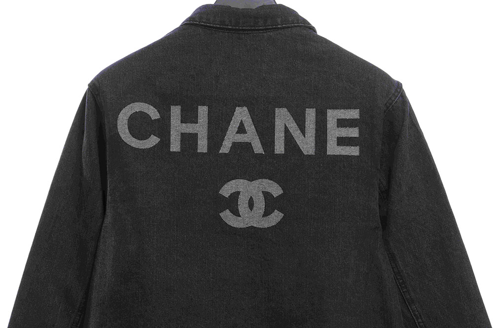 Chanel Embroidered Letter Denim Jacket"
