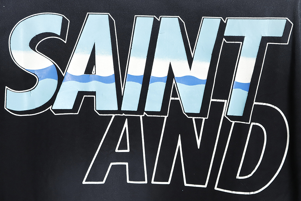 Saint Micheal 23SS sea letter washed short-sleeved T-shirt