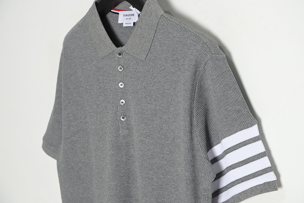 Thom Browne Classic Four Bar Waffle Polo Short Sleeve