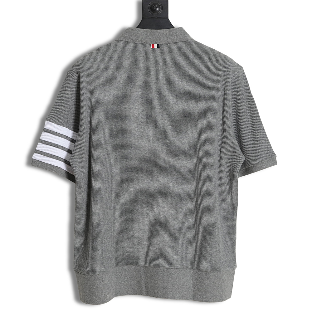 Thom Browne Classic Four Bar Waffle Polo Short Sleeve
